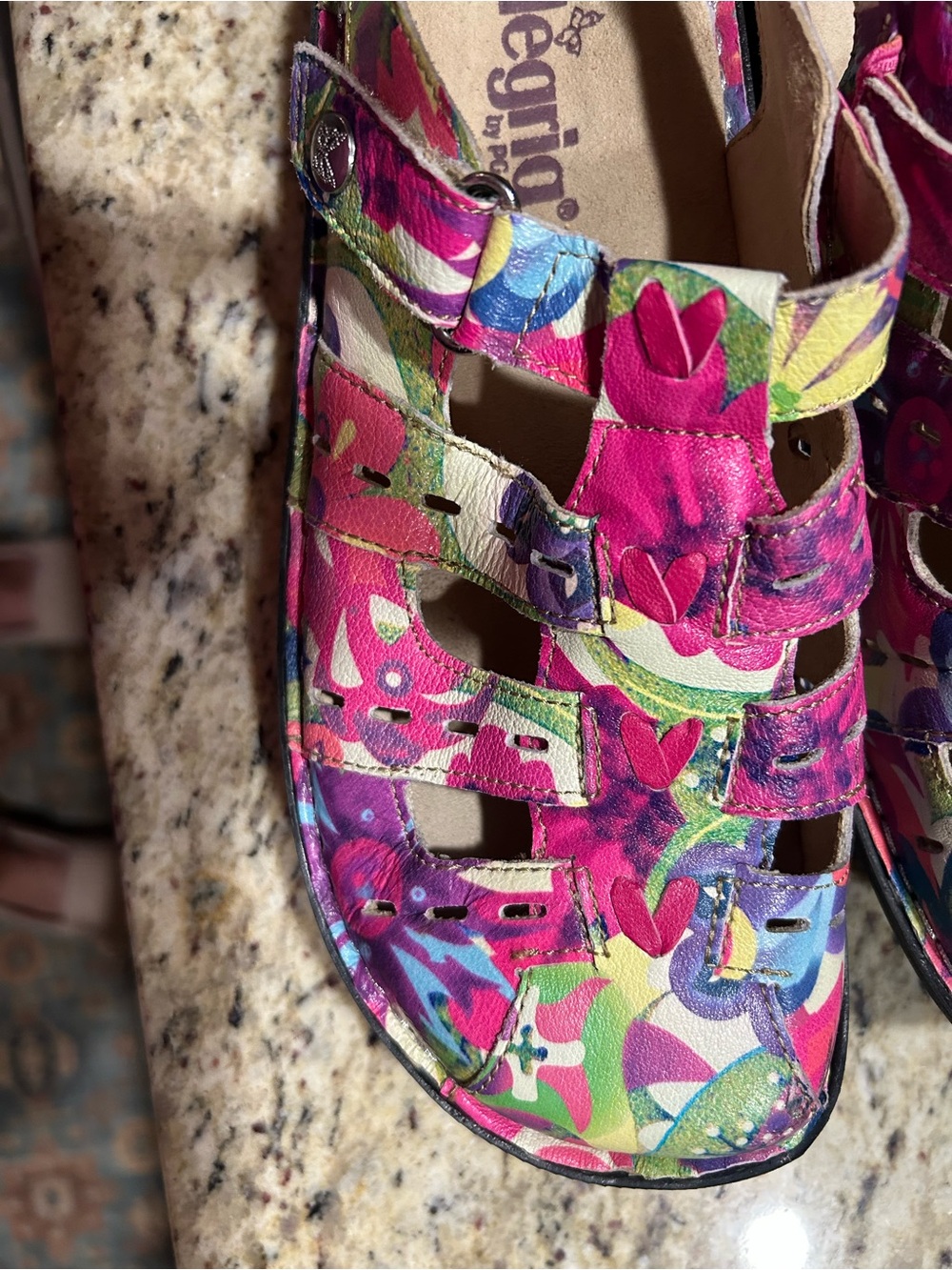 ALEGRIA PESCA FLORAL LEATHER COMFORT SHOES NEW? Size 38 (8-8.5) no box - Picture 3 of 13